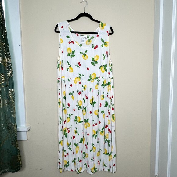 Jones New York Sport Women's‎ Sleeveless Maxi Dress with Cherry Lemon Print - Picture 1 of 6